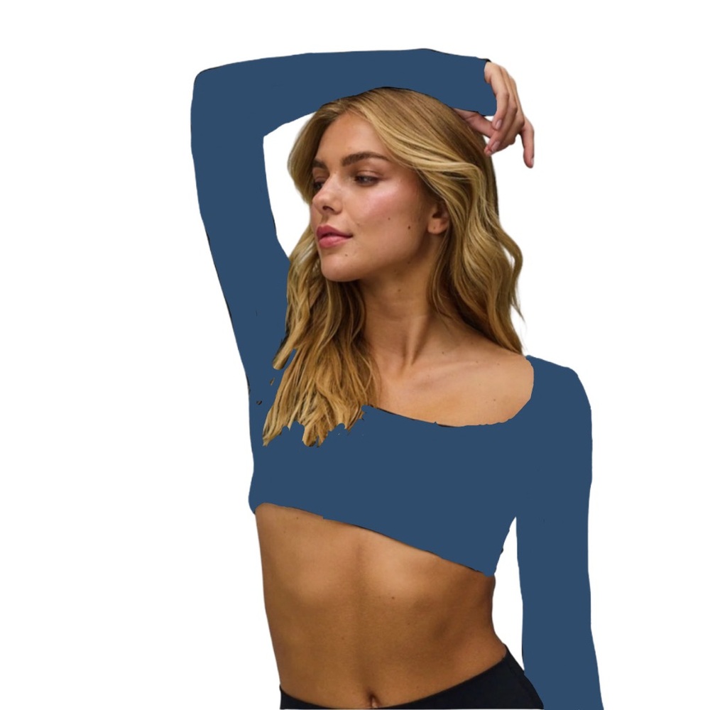 NWT Na-Kd Athletic Wear Blue Long Sleeve Crop Top